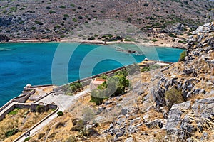 Spinalonga island architecture in Elounda bay of Crete island in Greece