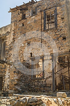 Spinalonga island architecture in Elounda bay of Crete island in Greece