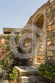 Spinalonga island architecture in Elounda bay of Crete island in Greece