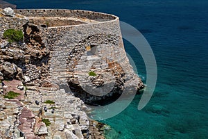 Spinalonga island architecture in Elounda bay of Crete island in Greece
