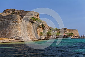 Spinalonga island architecture in Elounda bay of Crete island in Greece