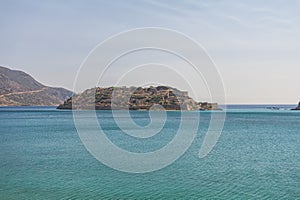 Spinalonga island in Elounda bay of Crete island in Greece