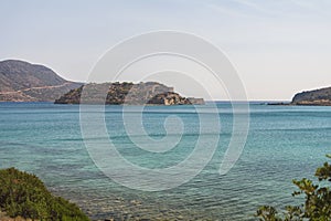 Spinalonga island in Elounda bay of Crete island in Greece