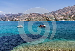 Spinalonga island in Elounda bay of Crete island in Greece