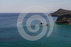 Spinalonga island in Elounda bay of Crete island in Greece