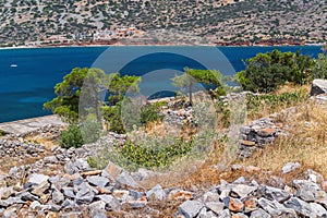 Spinalonga island in Elounda bay of Crete island in Greece