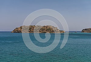 Spinalonga island in Elounda bay of Crete island in Greece