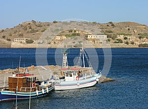 Spinalonga View from Plaka Beach Elounda in Crete