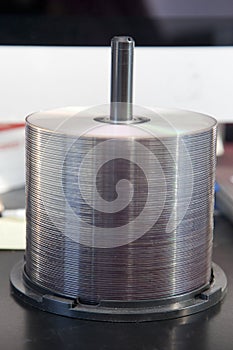 Spindle of CDs or DVDs
