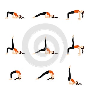 Spine extension yoga poses set