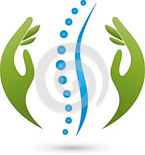 Spine and hands, physiotherapy and naturopathic logo