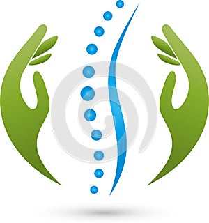 Spine and hands, physiotherapy and naturopathic logo photo