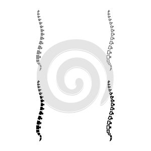 Spine human Spinal Lateral view Vertebras Dorsal vertebrae icon outline set black grey color vector illustration flat style image