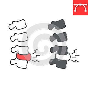 Spine pain line and glyph icon