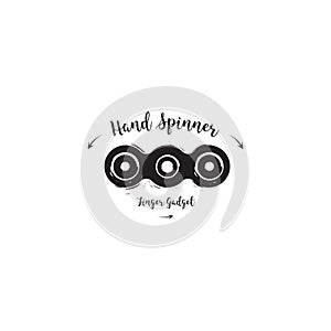 Spinner hand drawn lettering label. Modern brush calligraphy logo, emblems and icons, cards for spinner. Vector orange