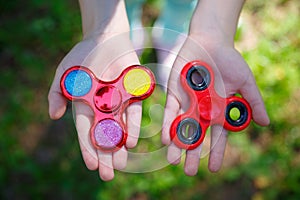 Spinner in hands close up