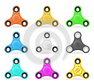 Spinner toy stress relief attention improvement span 3d realistic vector illustration