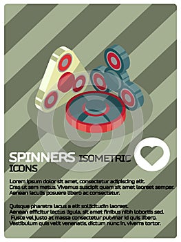 Spinners color isometric poster
