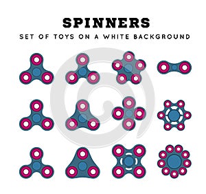 Spinners, set of toys on a white background.