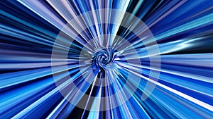 Spinning background with blue rays expanding from the center and rosette in the middle