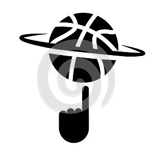 Spinning Basketball With Finger Icon Vector