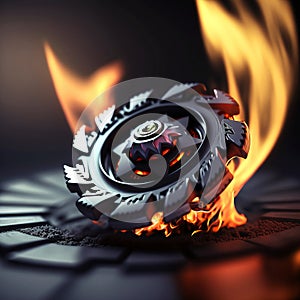 A spinning blade with fire digital art