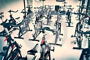 Spinning class with empty bikes