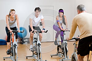 Spinning exercises with instructor