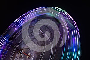 Spinning ferris wheel in motion