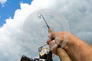 Spinning fishing is an exciting activity. Sport fishing.