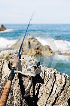 Spinning for fishing on the rocks