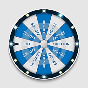 Spinning fortune wheel, lucky roulette, online promotion events, vector