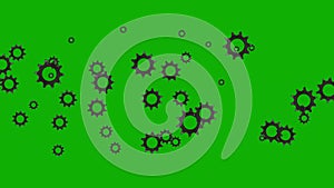 Spinning gears motion graphics with green screen background