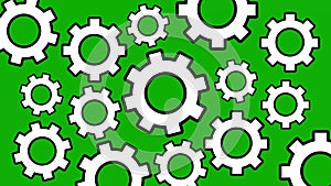 Spinning gears motion graphics with green screen background