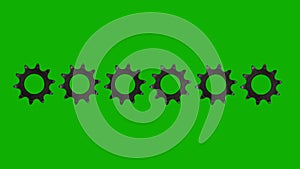 Spinning gears pattern motion graphics with green screen background