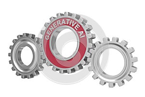 Spinning gears text Generative AI. Interaction concept. 3D illustration