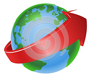 Spinning globe arrow illustration