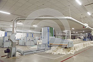 Spinning mill equipment in the workshop