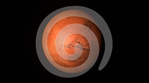 Spinning planet Mars. Beautiful space object. 3D render.