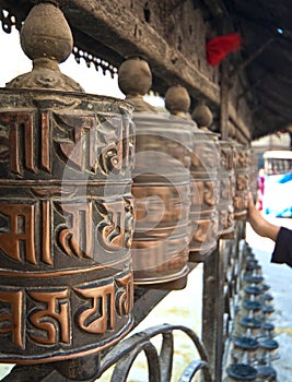 Spinning prayer wheels,nepal