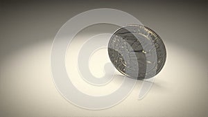 Spinning quarter coin