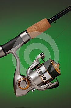 Spinning reel and a cork handled fishing pole