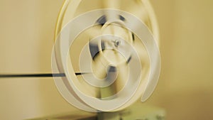 Spinning reel tape. Close-up
