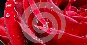 spinning rose with water drops on petals