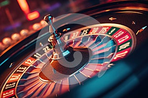 Spinning roulette wheel on a colorful banner background