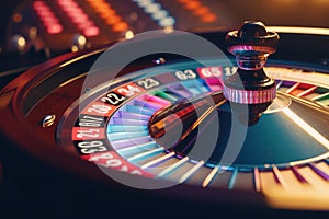 Spinning roulette wheel on a colorful banner background