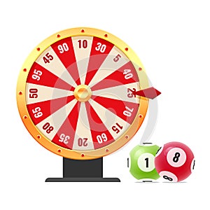 Spinning roulette wheel with numbers, with random combinations, bingo, lotto.