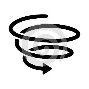 Spinning spiral down arrow icon design in flat style.