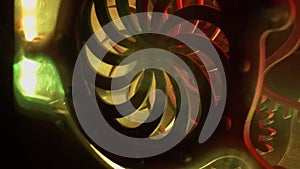 Spinning spirals and changing light. Hypnotizing installation
