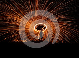 Spinning thw steelwool fireworks photo